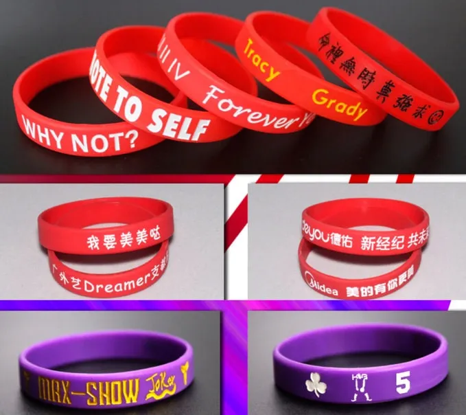 100 Pcs Custom Wristbands - Personalized Text Printing Rubber Silicone Bracelet Events Motivation Gifts Cancer Support Fundraisers Awareness
