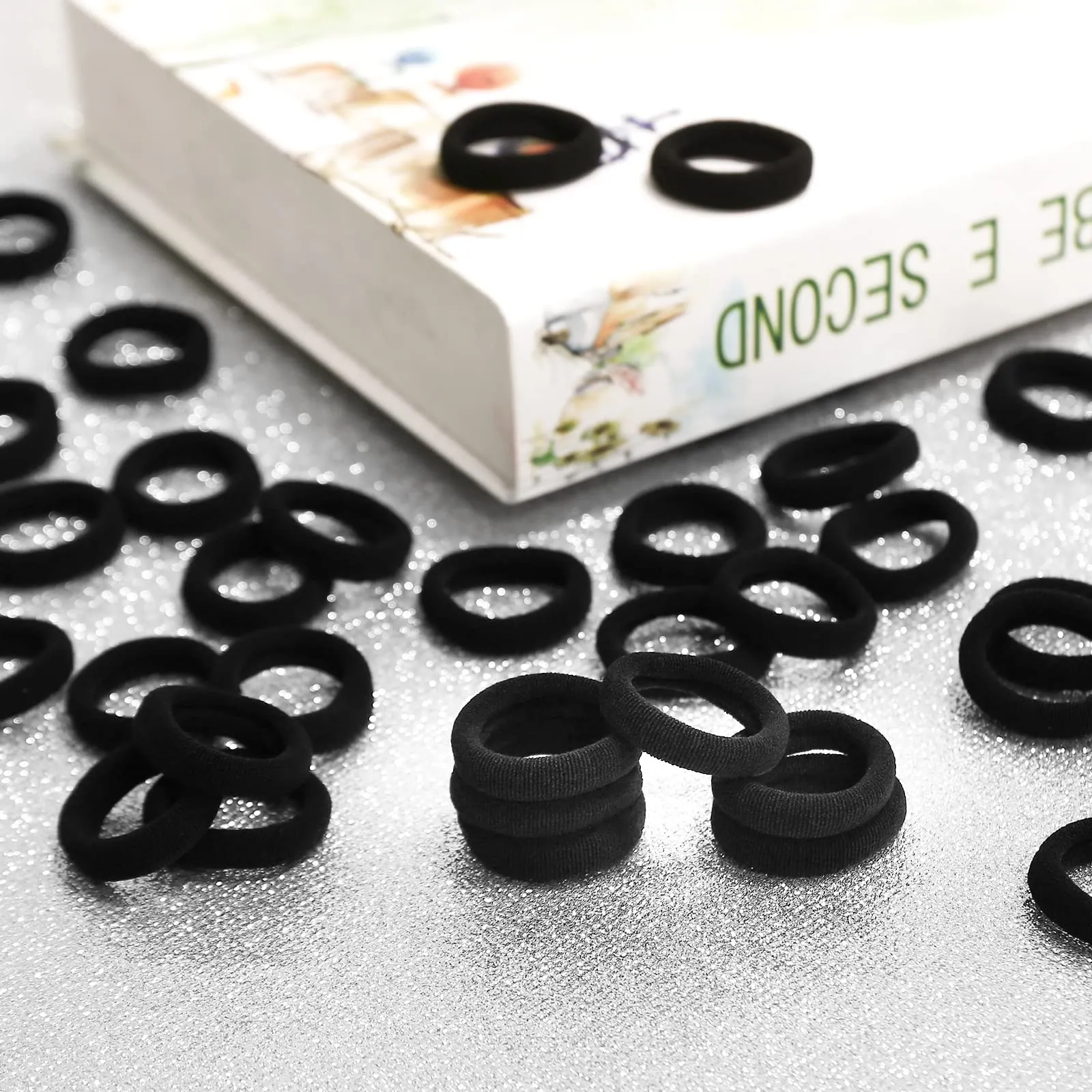 300PCS Black Toddler Kids Hair Ties – Infant Cotton Hair Ponytail Holders Baby Hair Bands – Kids Seamless Elastic Hair Bands, Soft and No Damage, 1.1 Inch in Diameter, by Qarwayoc