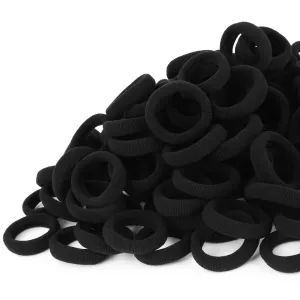 300PCS Black Toddler Kids Hair Ties – Infant Cotton Hair Ponytail Holders Baby Hair Bands – Kids Seamless Elastic Hair Bands, Soft and No Damage, 1.1 Inch in Diameter, by Qarwayoc