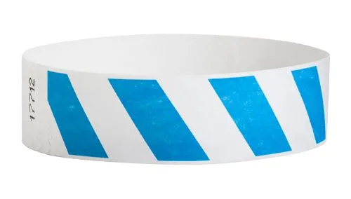 3/4" Tyvek® Wristbands - Blue Stripes