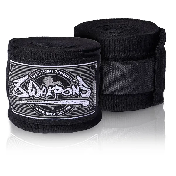 8 Weapons Hand Wraps Semi-Elastic 5m Black