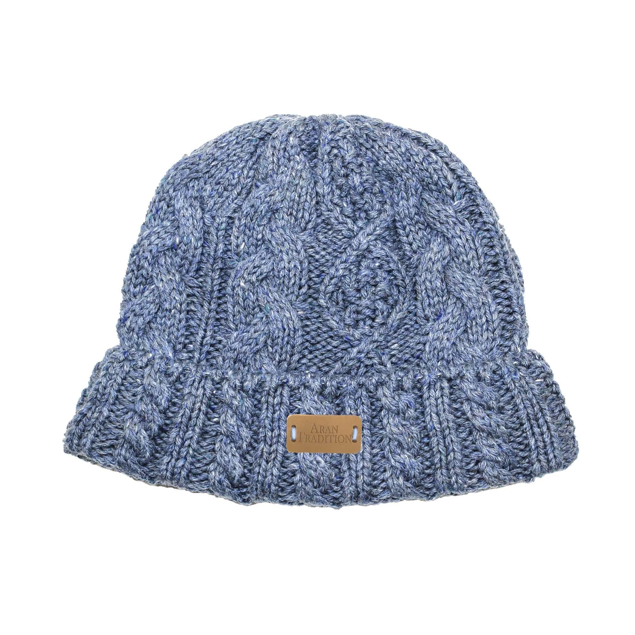 Aran Donegal Cable Turn up Beanie Hat