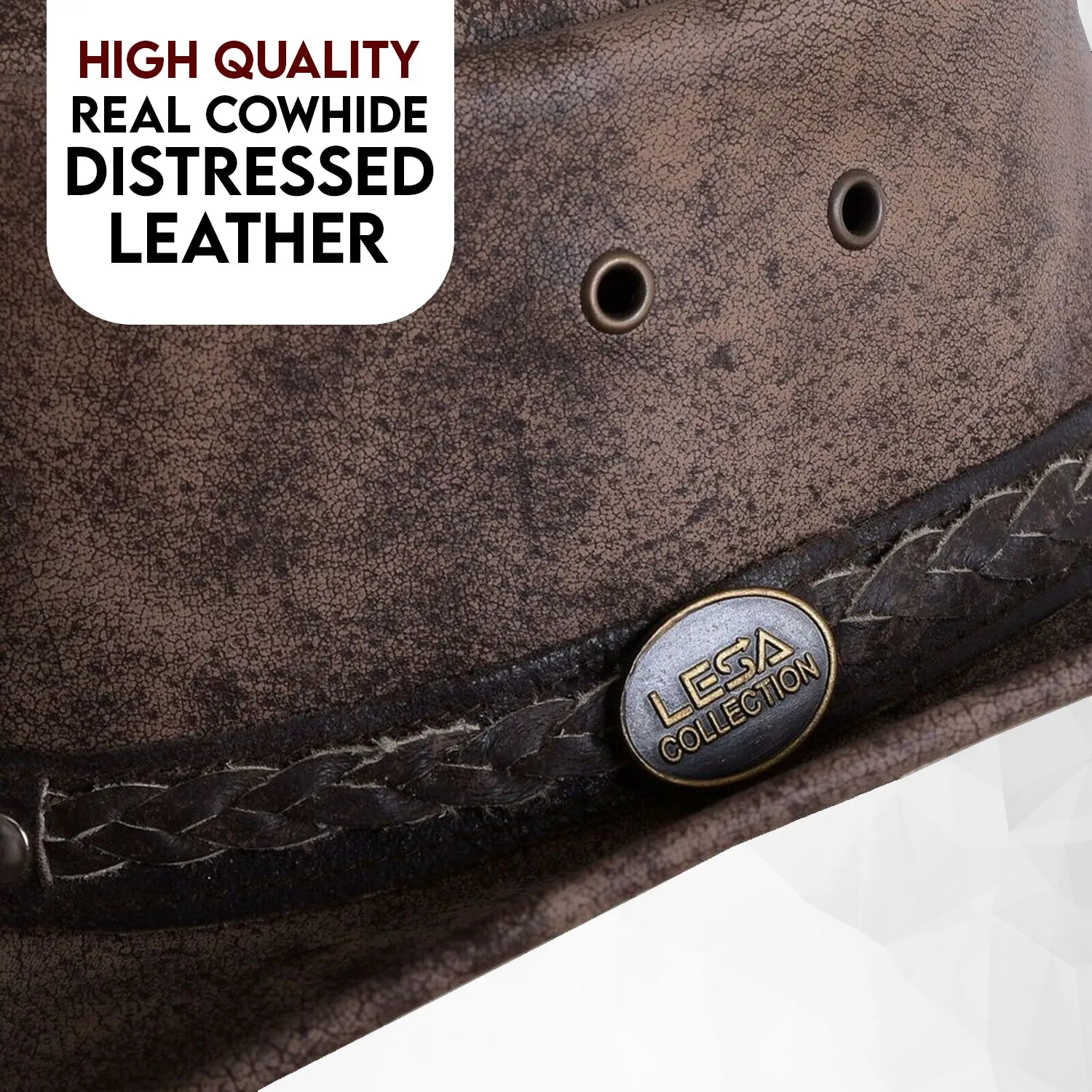 Australian Style Brow Leather Distressed Crushable Foldable Outback Classic Hat