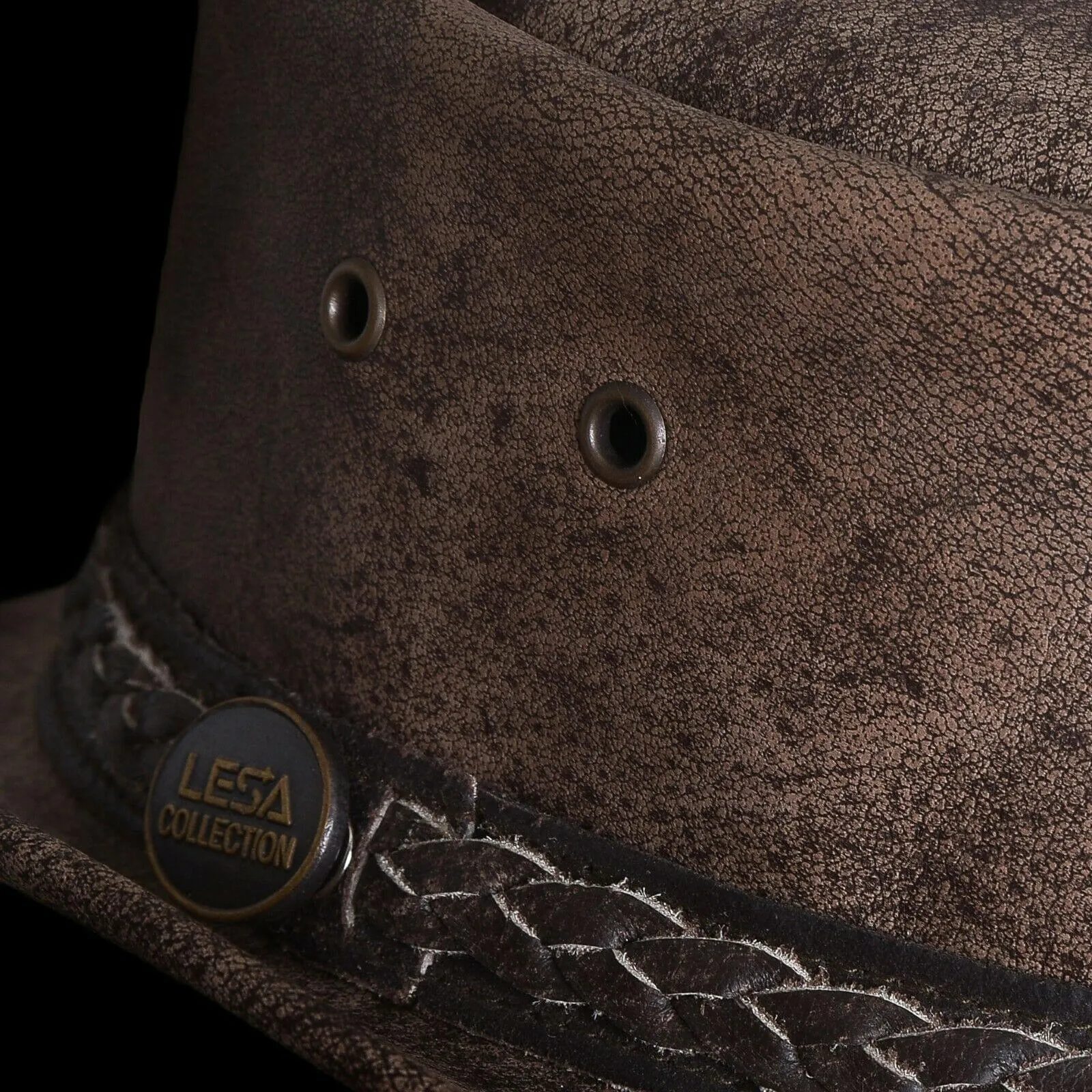 Australian Style Brow Leather Distressed Crushable Foldable Outback Classic Hat
