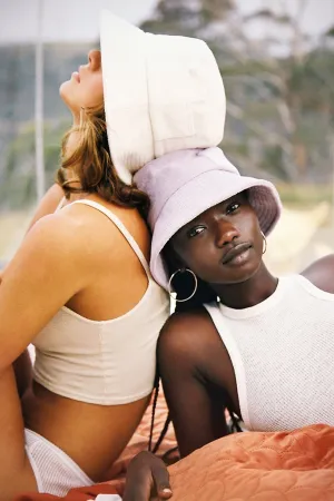 Beige Terry Wave Bucket Hat
