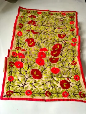 Beige x Red Mini Georgette Neck Scarf / Wrap
