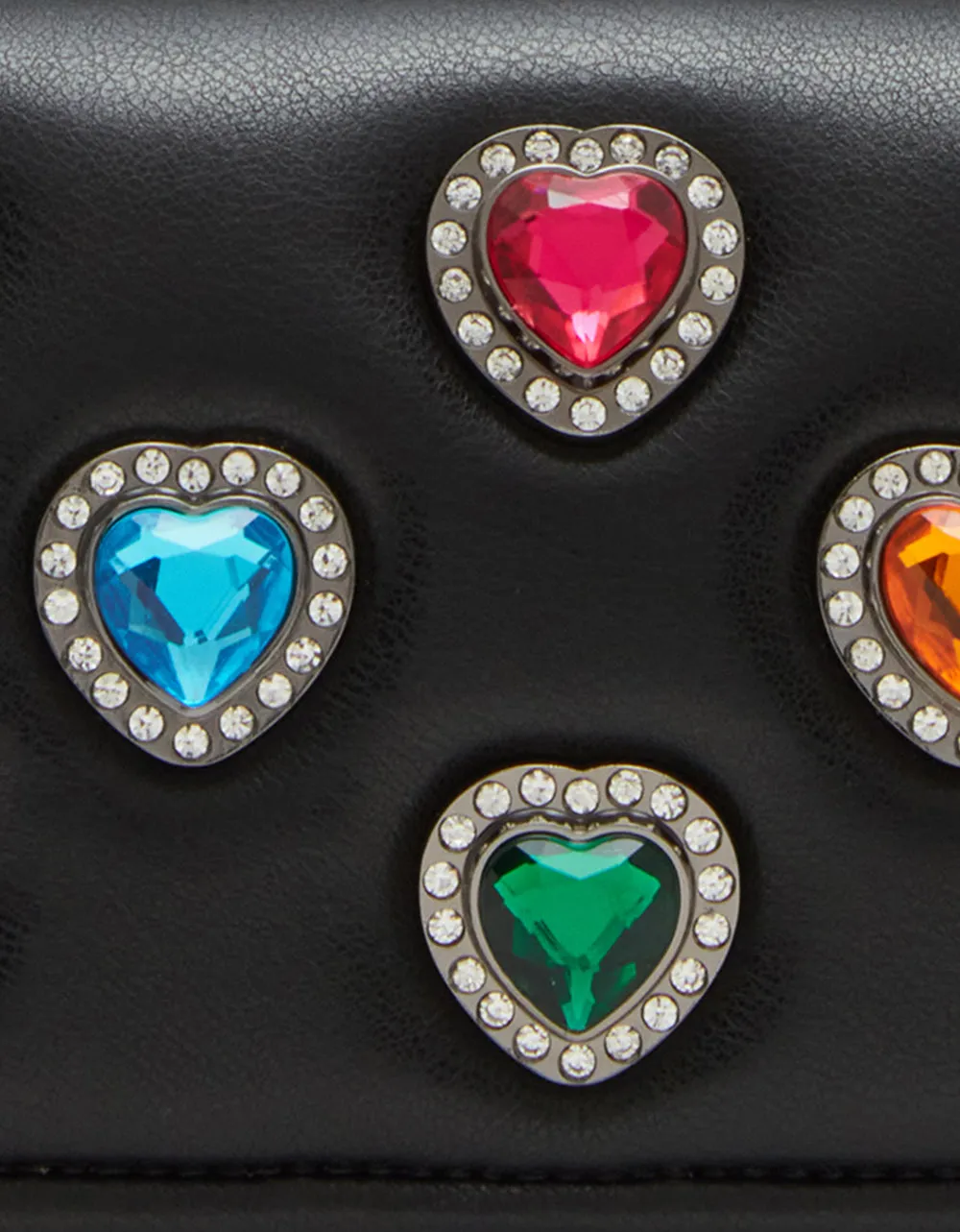 BEJEWELED HEARTS CROSSBODY BLACK