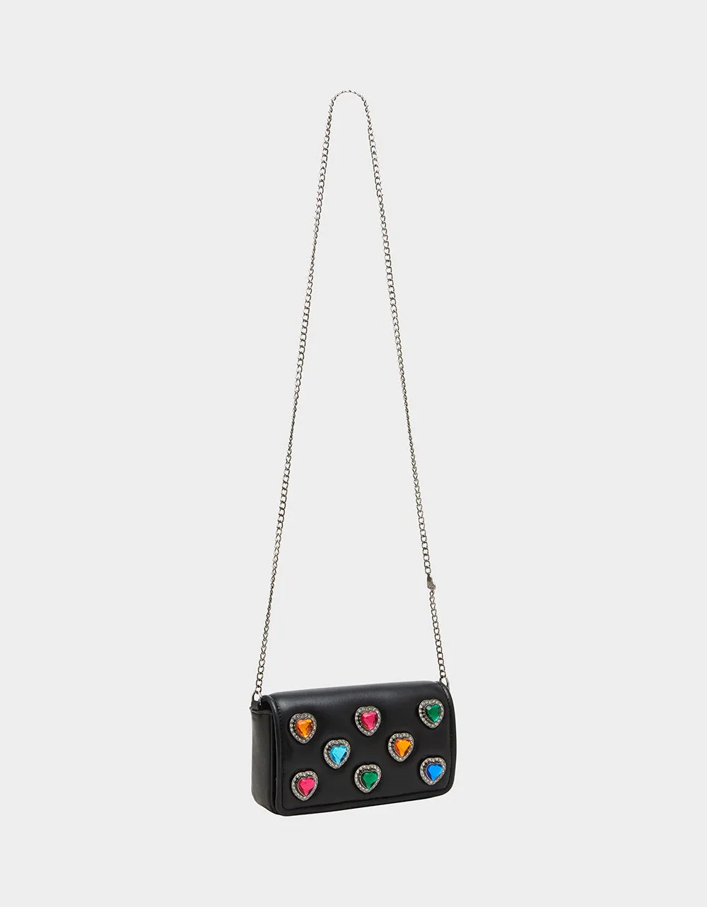 BEJEWELED HEARTS CROSSBODY BLACK
