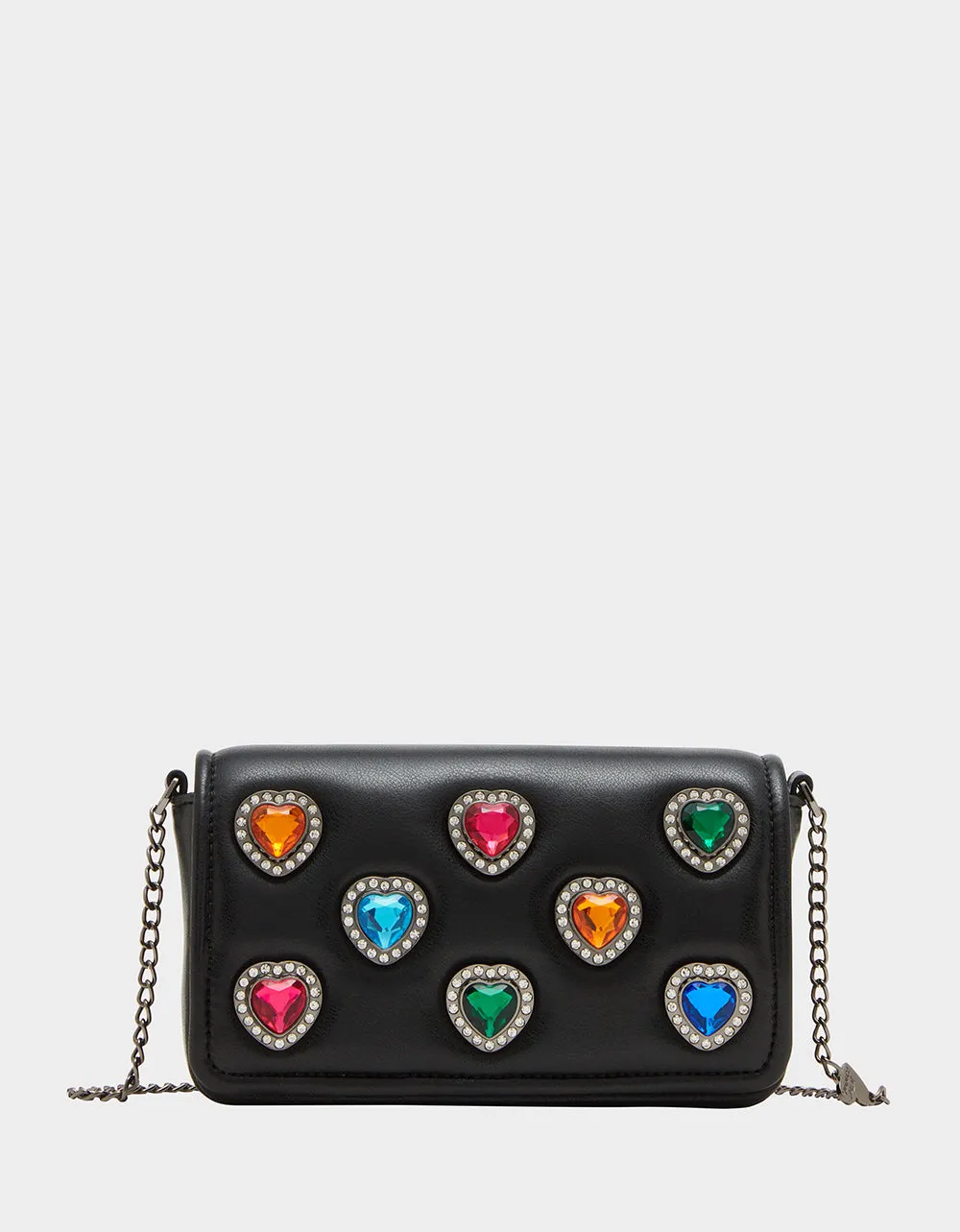 BEJEWELED HEARTS CROSSBODY BLACK
