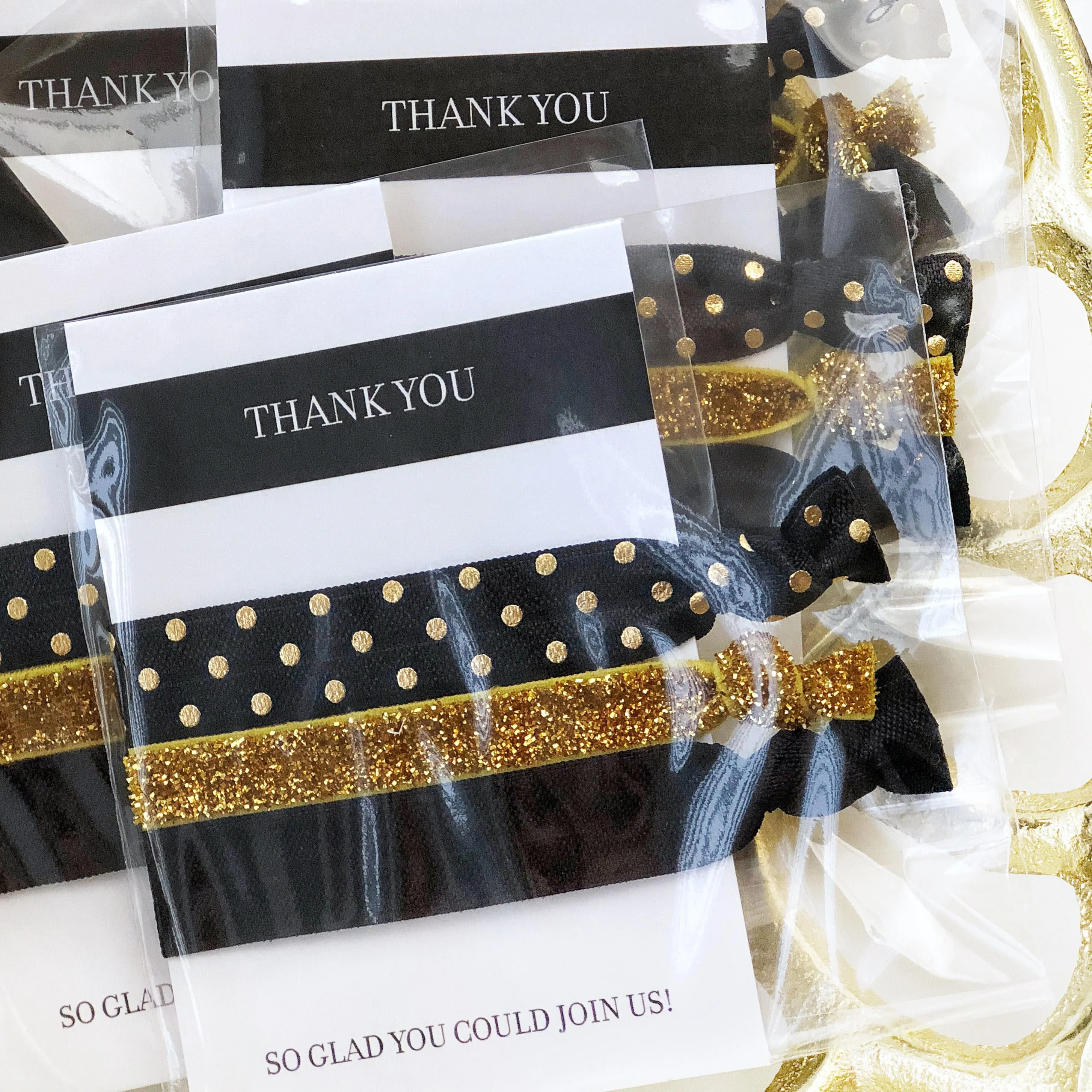 Black and Gold Party Favors, Hair Ties