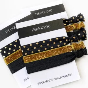 Black and Gold Party Favors, Hair Ties