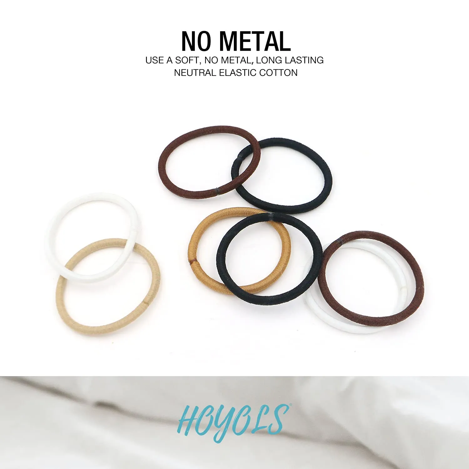 Black Hair Elastics Ties, No Metal Ponytail Holders Hair Bands Elastic Braided Thick for Women Girl Thick Fine Curly Hair 50 Count (Black)