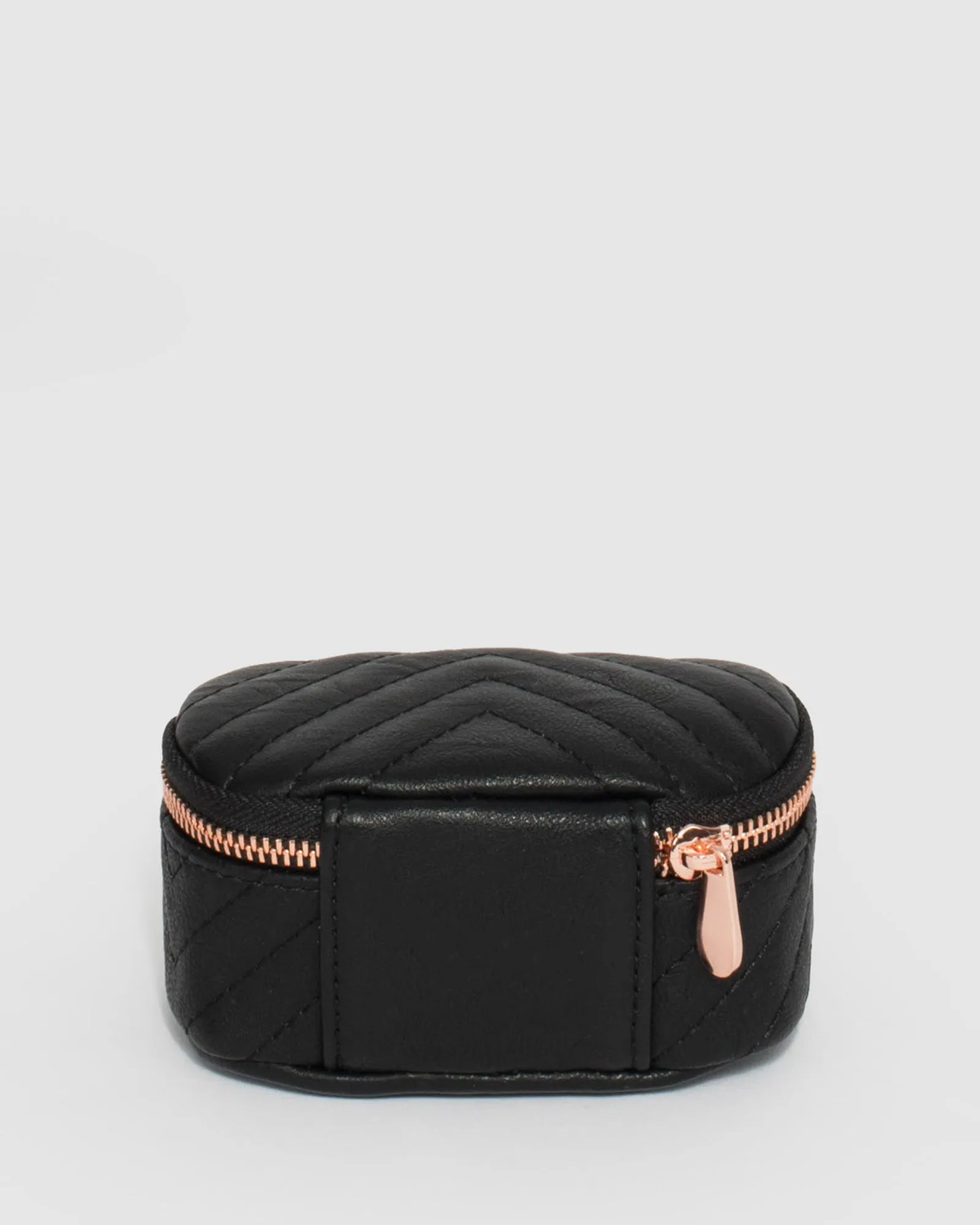Black Quilted Jewel Case With Rose Gold Hardware