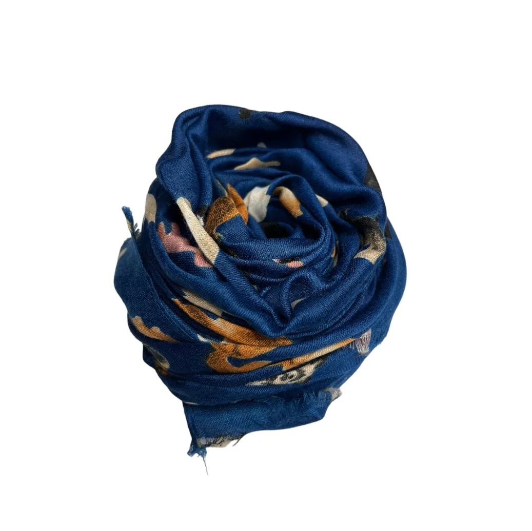Blue Dog Print Scarf