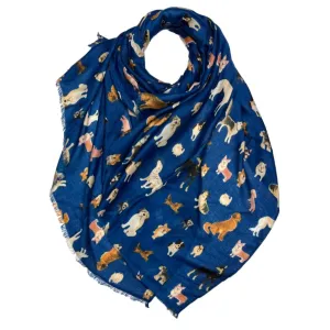 Blue Dog Print Scarf