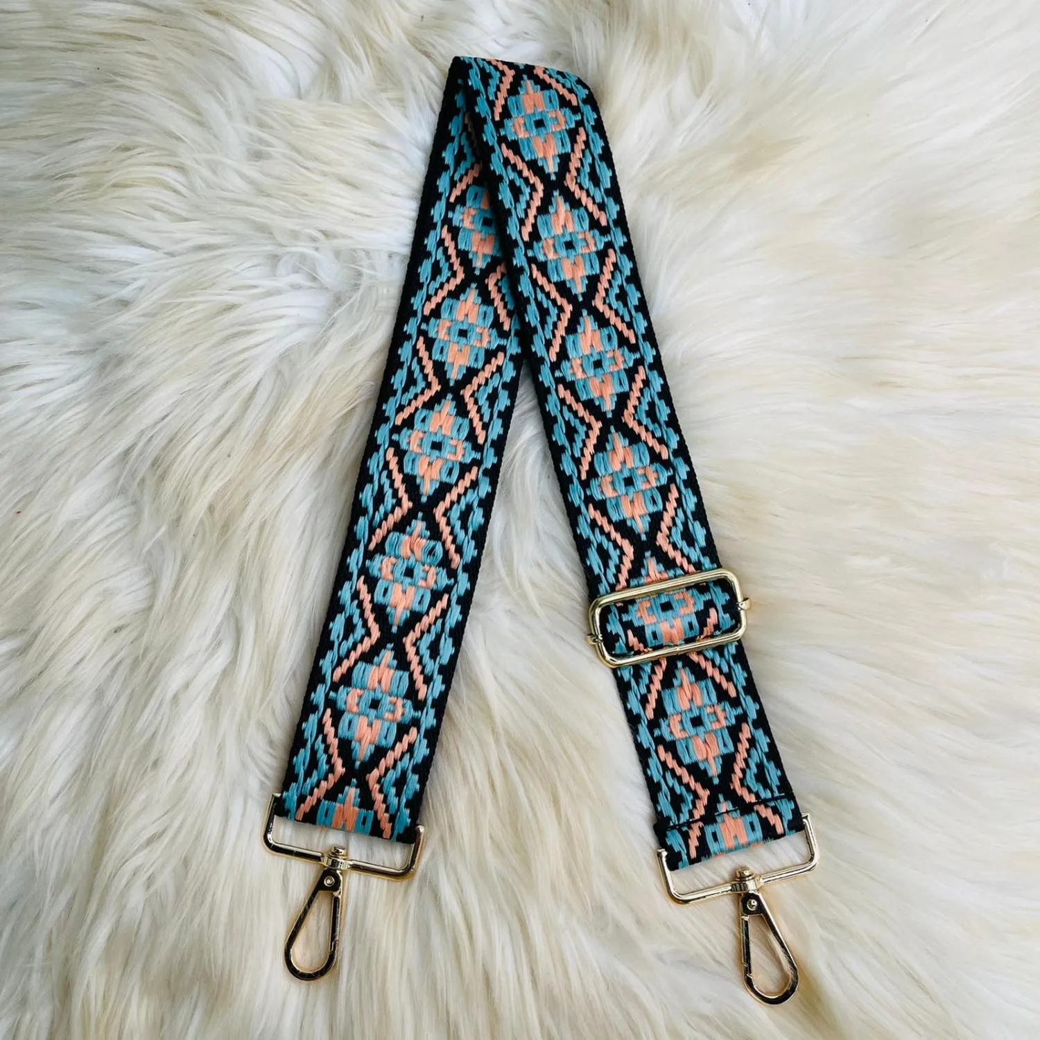 Blue/Coral Aztec Purse Strap