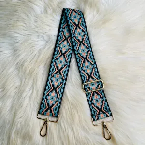 Blue/Coral Aztec Purse Strap