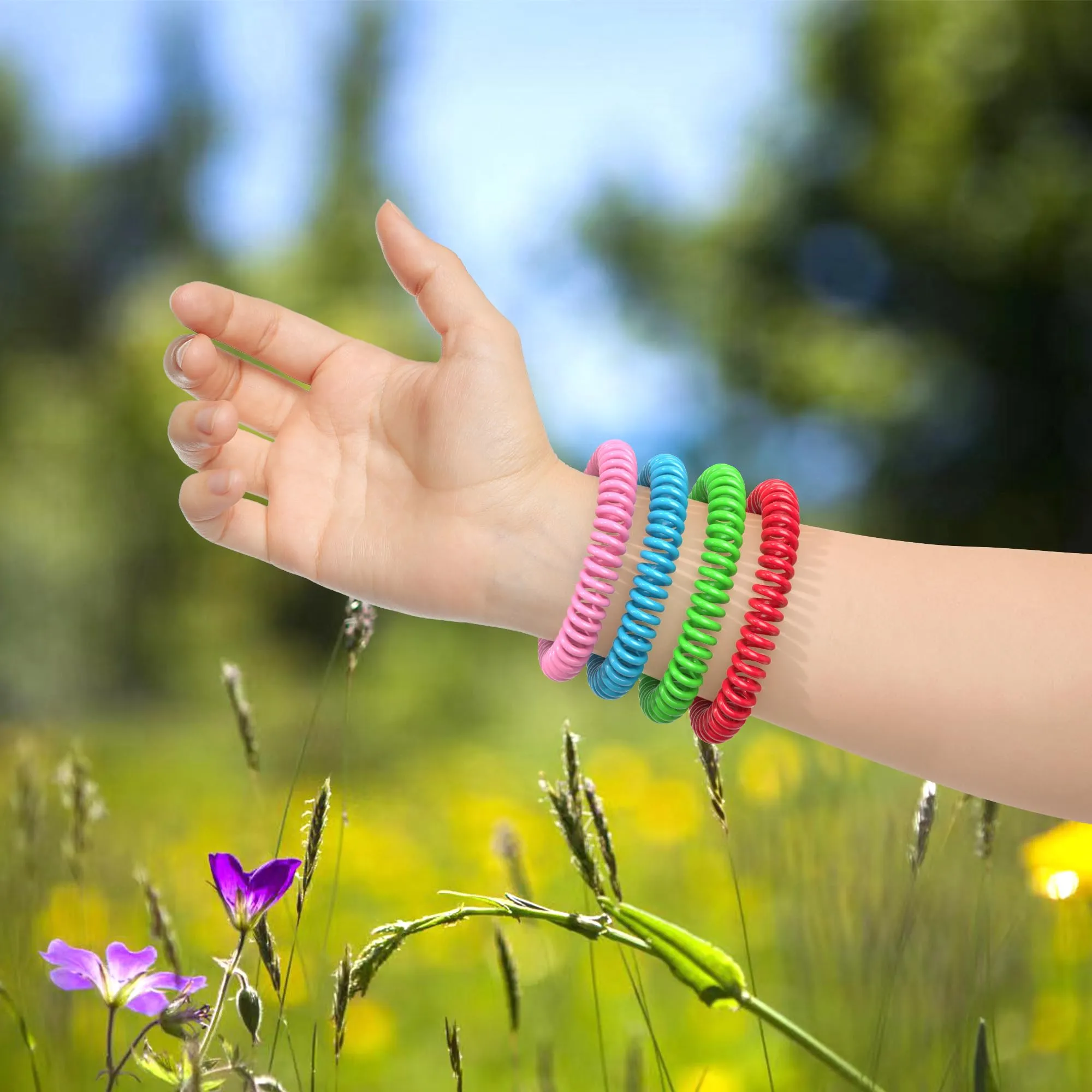 BuggyBands 60 Pack Mosquito Repellent Bracelets, DEET-Free Mosquito Bands for Adults & Kids, Individually Wrapped Repellent Wristbands, Camping Travel Beach Essentials