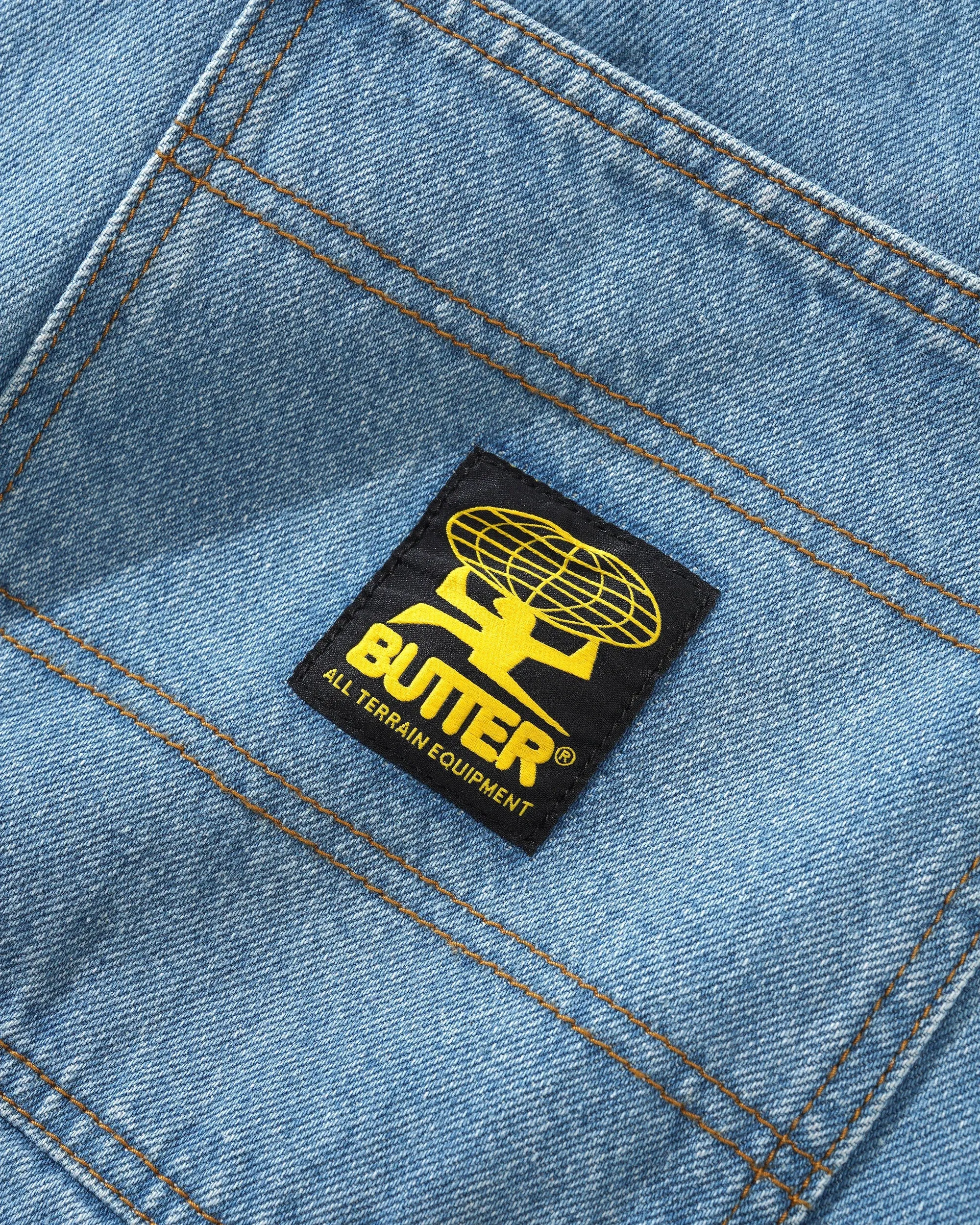 Butter Patch Pocket Denim Shorts: Washed Indigo