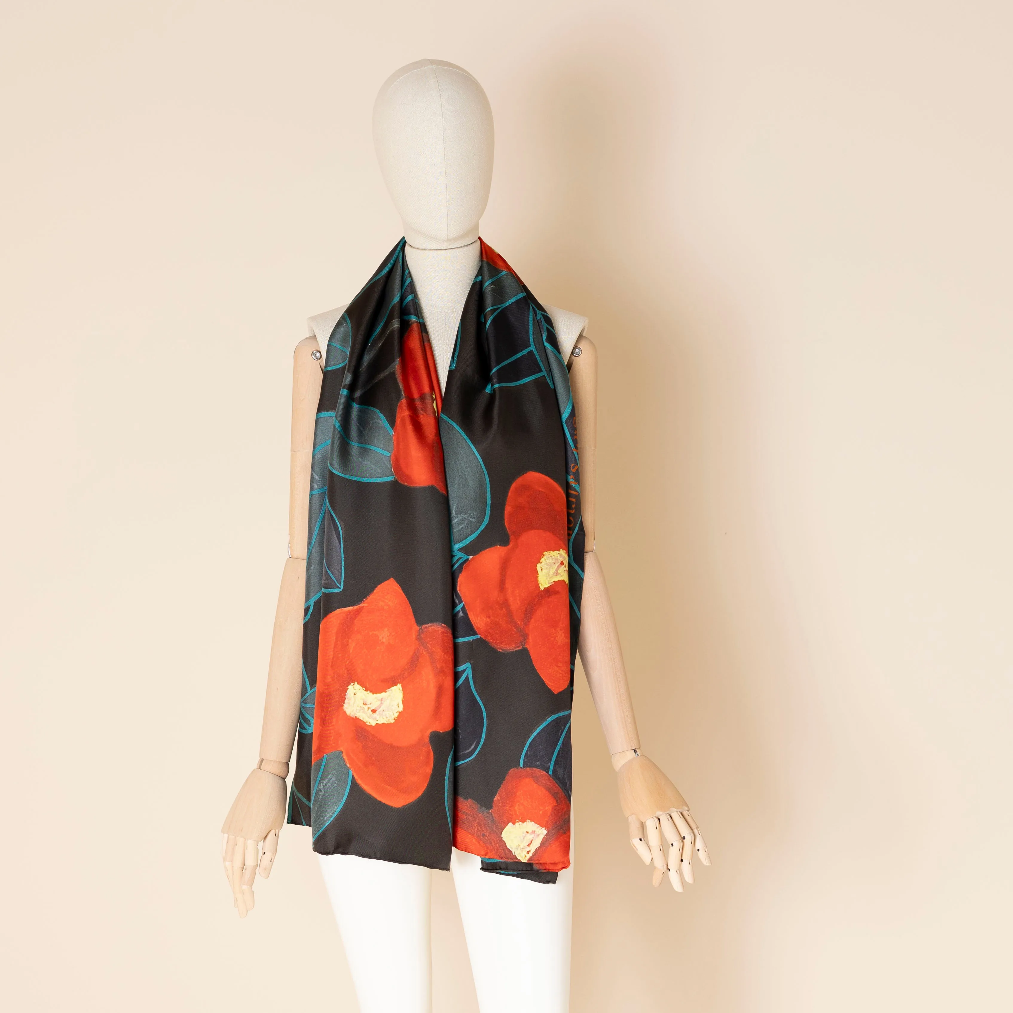 camelias rectangle silk scarf