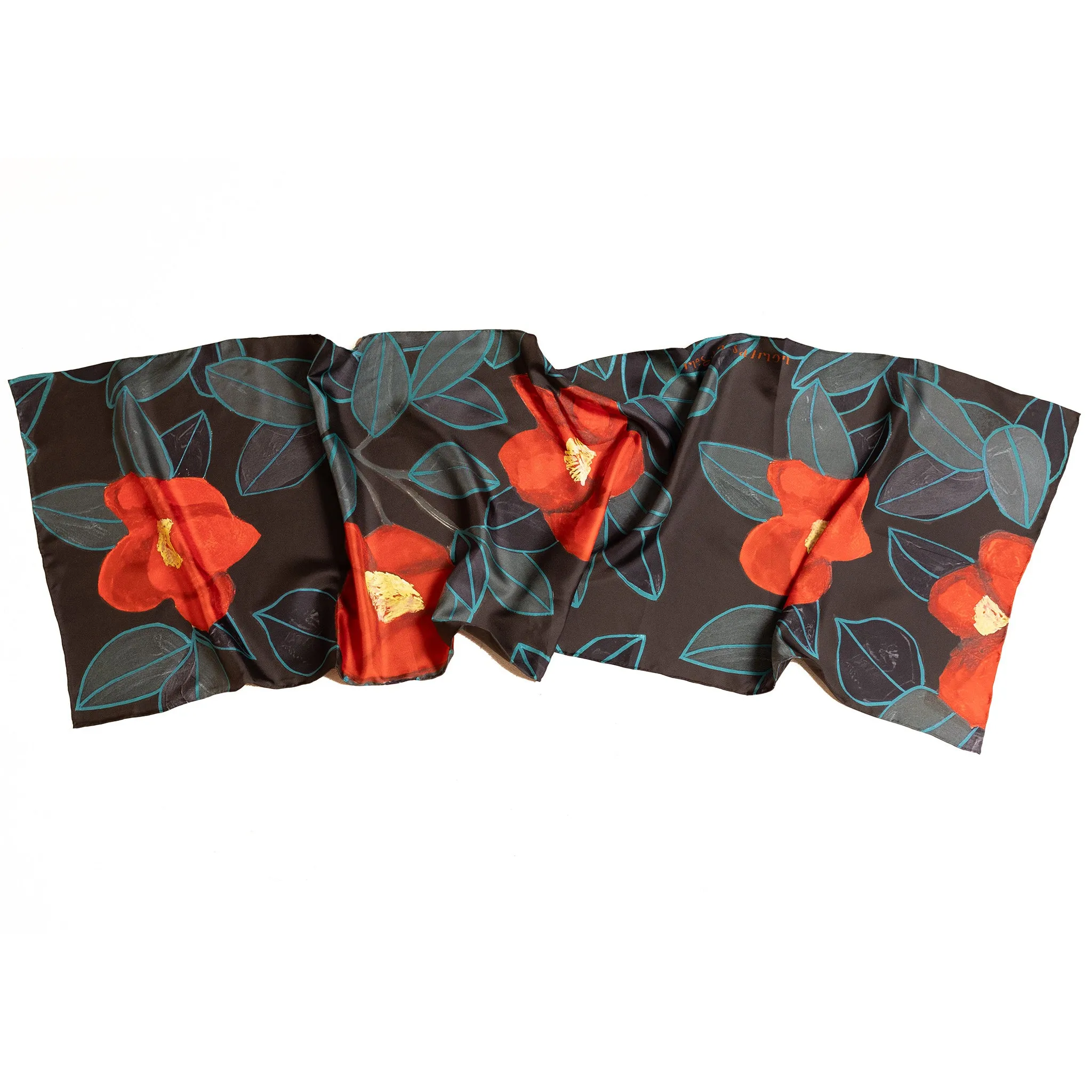 camelias rectangle silk scarf