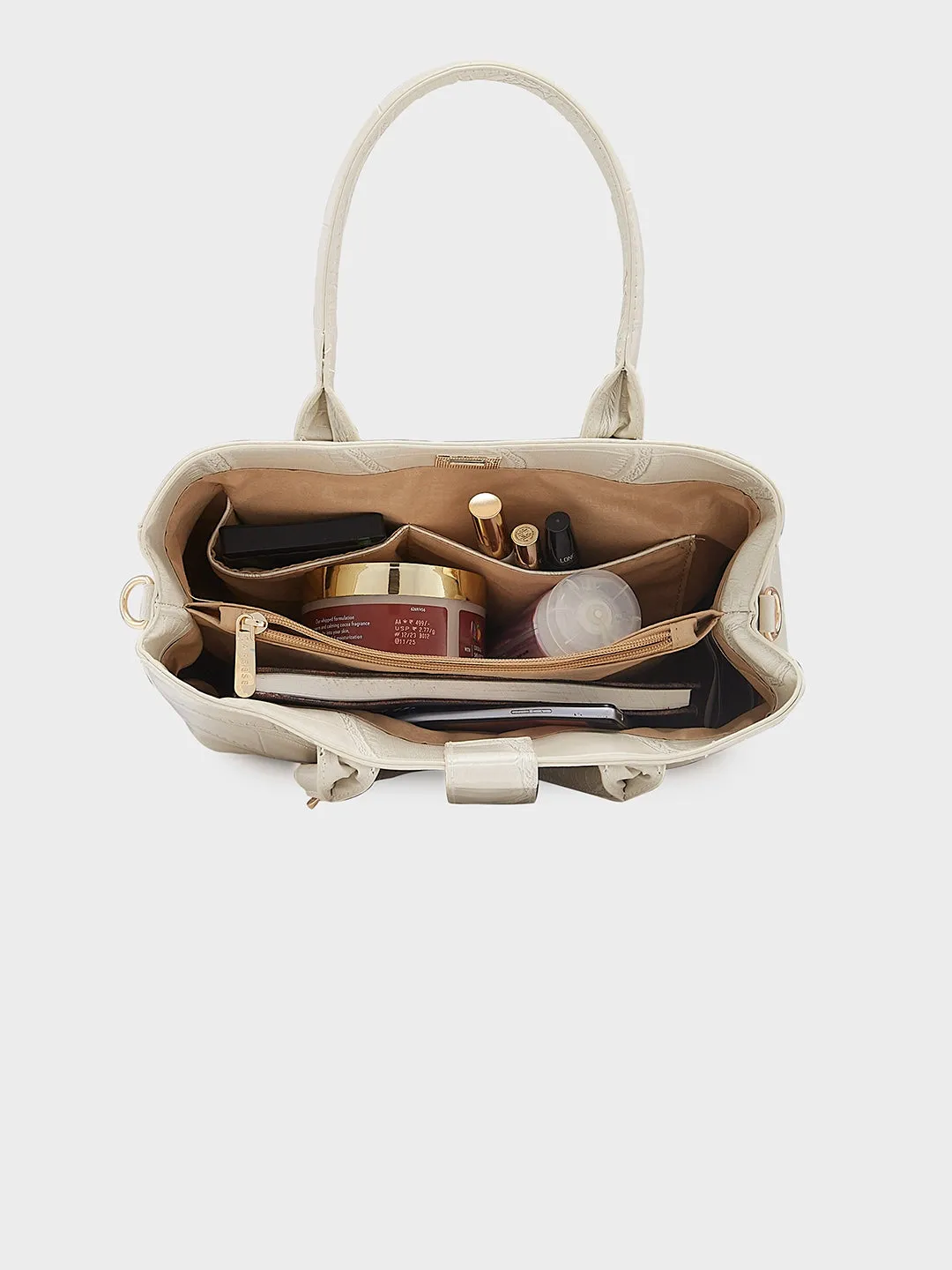 Caprese Mink Satchel Small Women Handbag |Shoulder Bag With Double Handle Beige