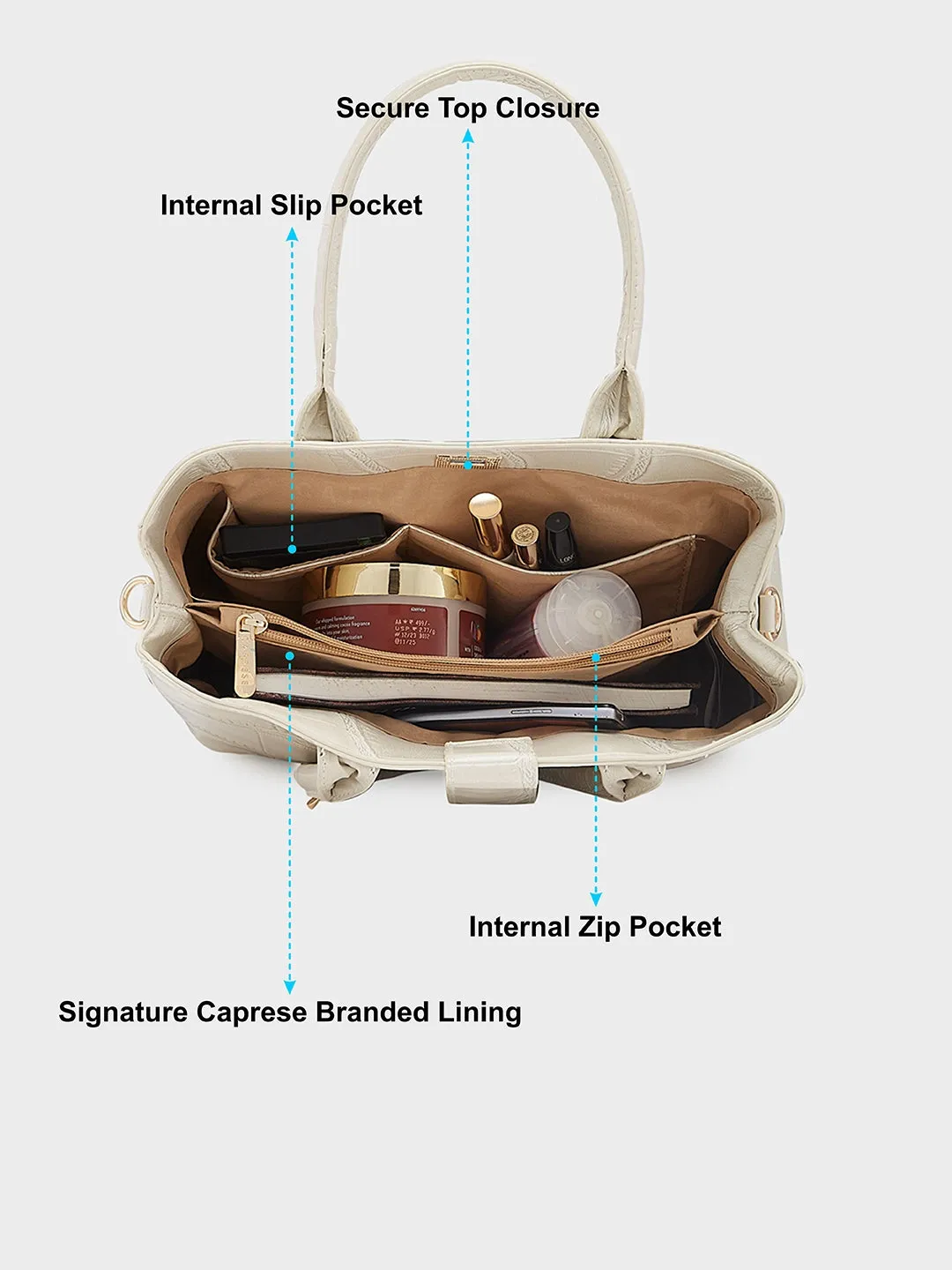 Caprese Mink Satchel Small Women Handbag |Shoulder Bag With Double Handle Beige