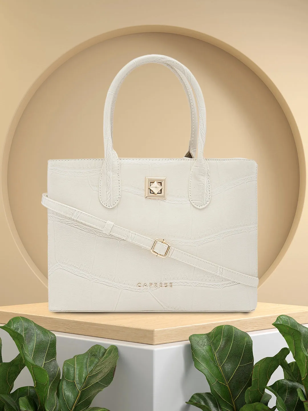 Caprese Mink Satchel Small Women Handbag |Shoulder Bag With Double Handle Beige
