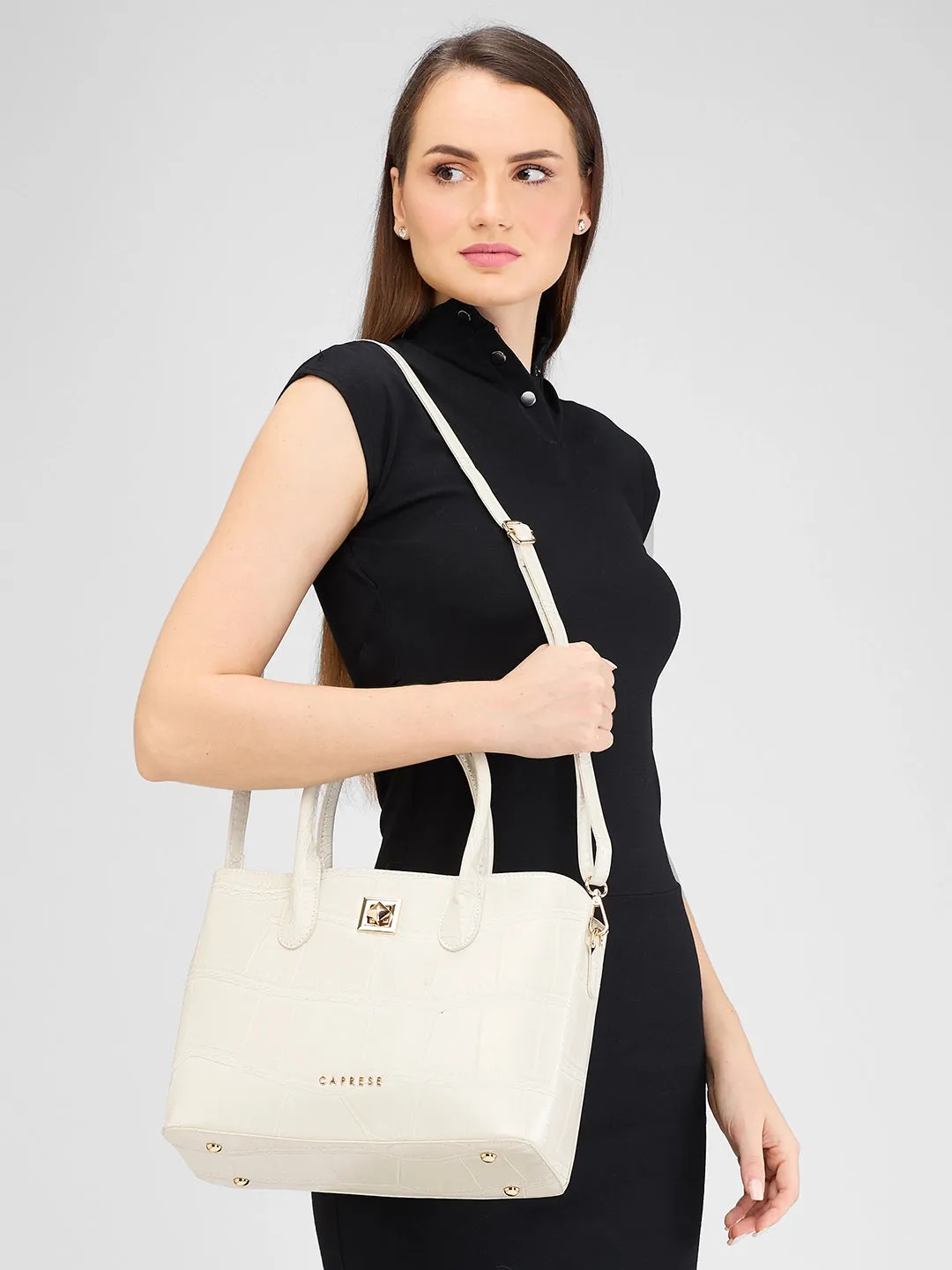 Caprese Mink Satchel Small Women Handbag |Shoulder Bag With Double Handle Beige