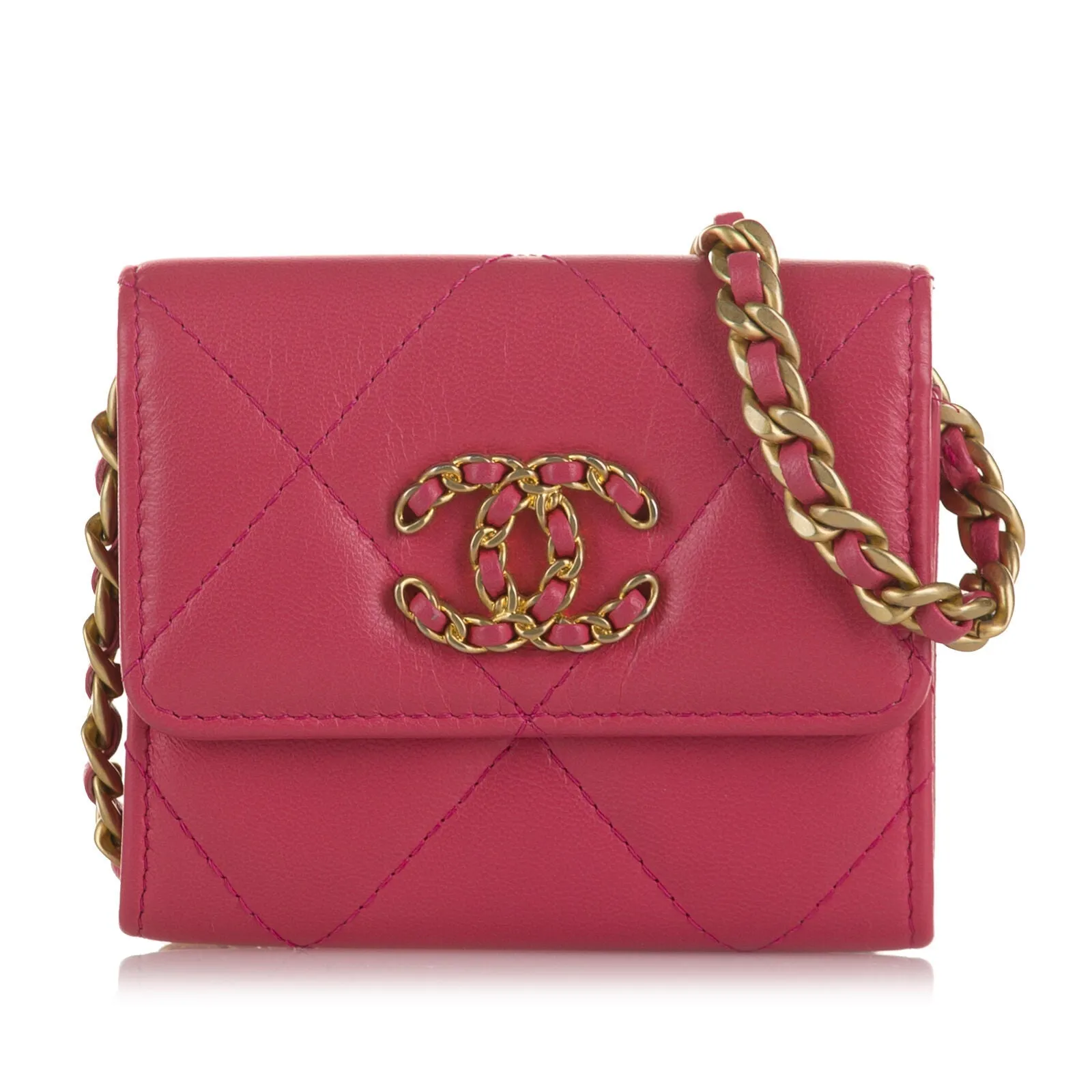 Chanel 19 Flap Wallet On Chain Pink