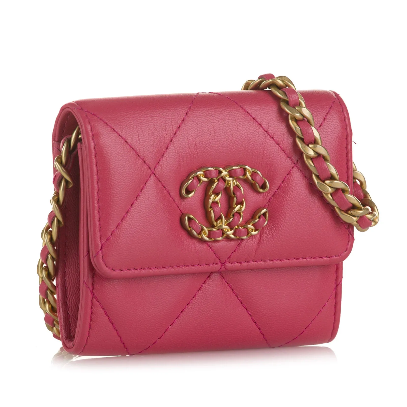 Chanel 19 Flap Wallet On Chain Pink
