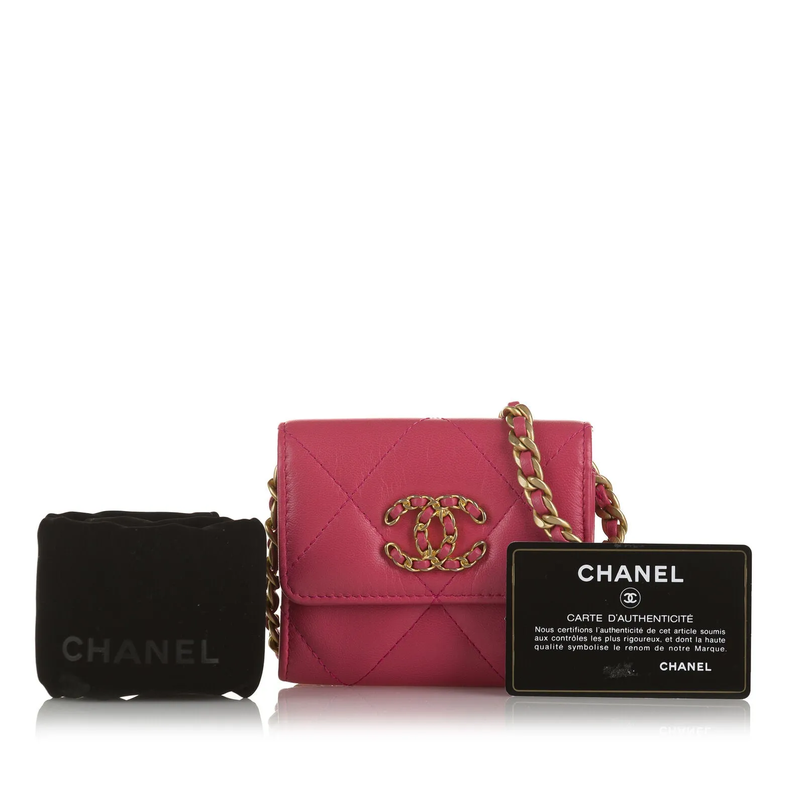 Chanel 19 Flap Wallet On Chain Pink