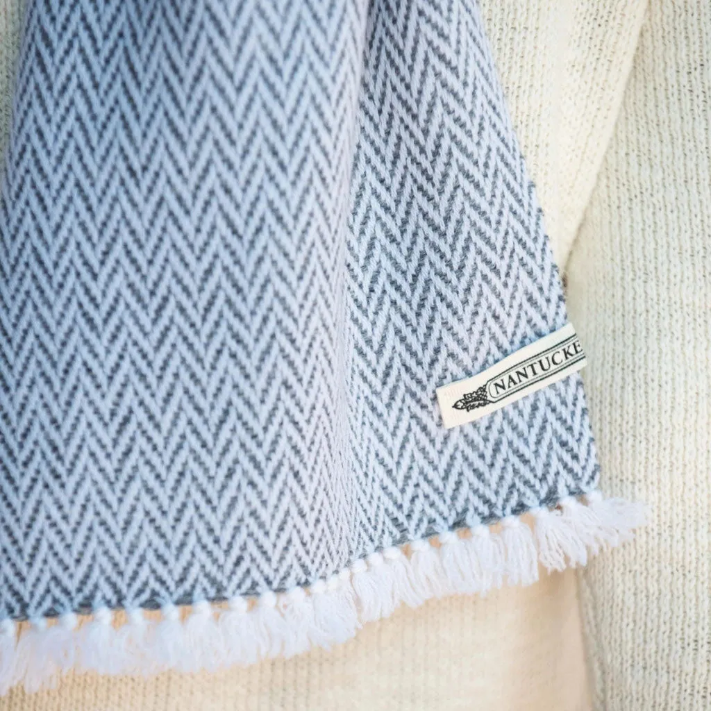 Charcoal Herringbone Handwoven Cashmere Scarf