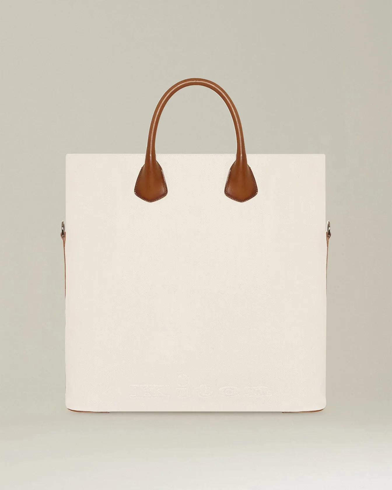 COTTON AND LEATHER TOTE BAG
