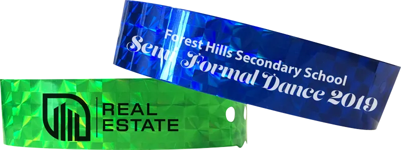 Custom Plastic 3/4" x 10" Straight Wave Techno One Color Imprint Snapped Wristbands