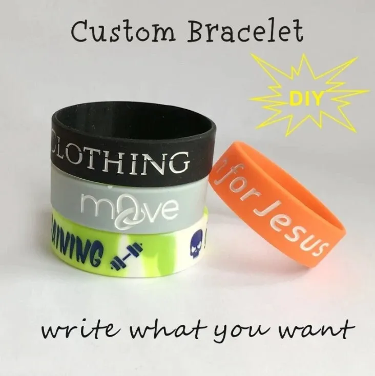 Custom Wristbands - Thick Personalized Text Printing - Rubber Silicone Bracelet  Events, Motivation, Gifts, Cancer Support, Fundraisers