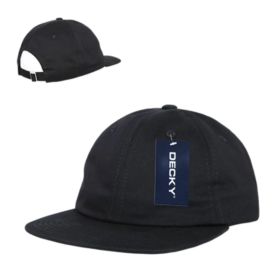 Decky 200 Washed Cotton Relaxed Hats Low Profile Flat Bill Caps Dad Style