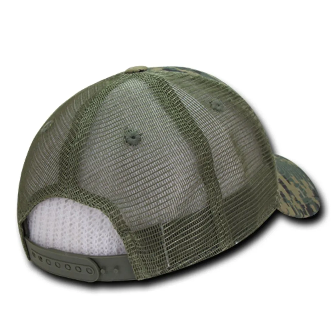 Decky 225 Camo Trucker Hats Low Profile 6 Panel Curved Bill Baseball Caps
