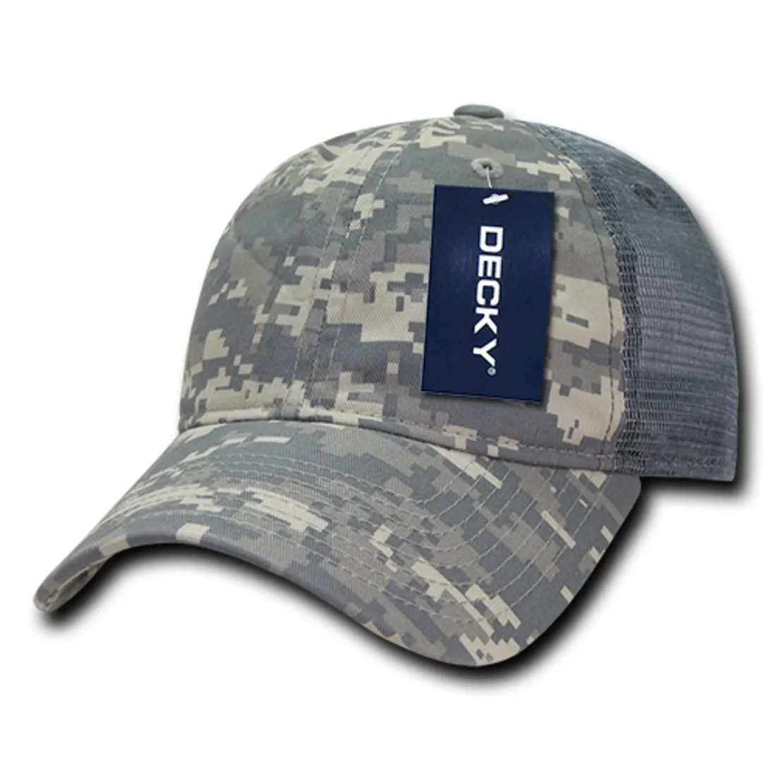Decky 225 Camo Trucker Hats Low Profile 6 Panel Curved Bill Baseball Caps