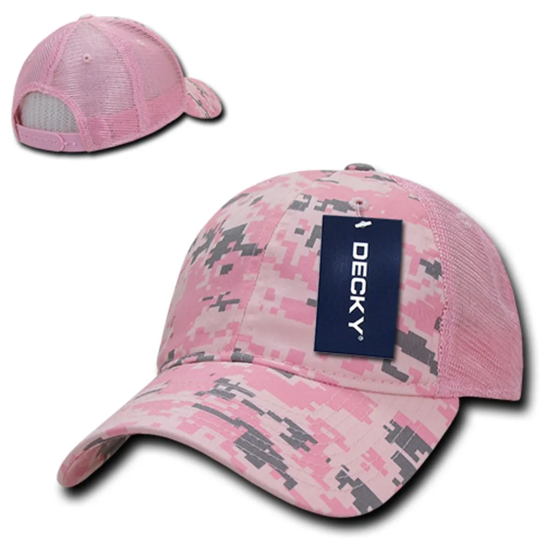 Decky 225 Camo Trucker Hats Low Profile 6 Panel Curved Bill Baseball Caps