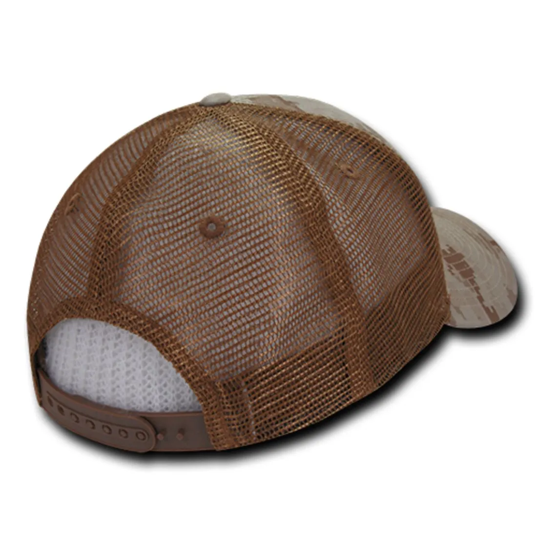Decky 225 Camo Trucker Hats Low Profile 6 Panel Curved Bill Baseball Caps