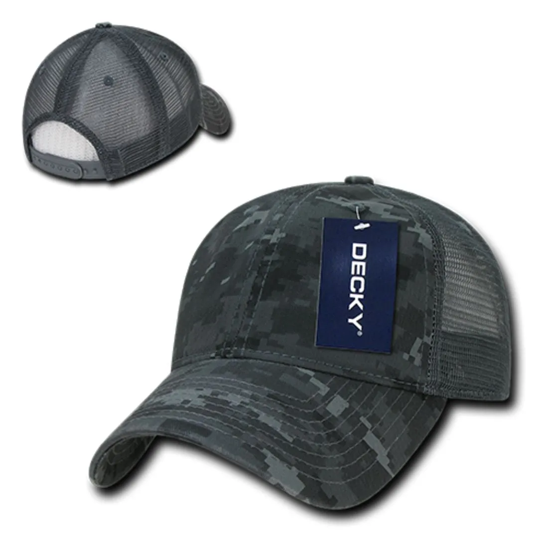 Decky 225 Camo Trucker Hats Low Profile 6 Panel Curved Bill Baseball Caps