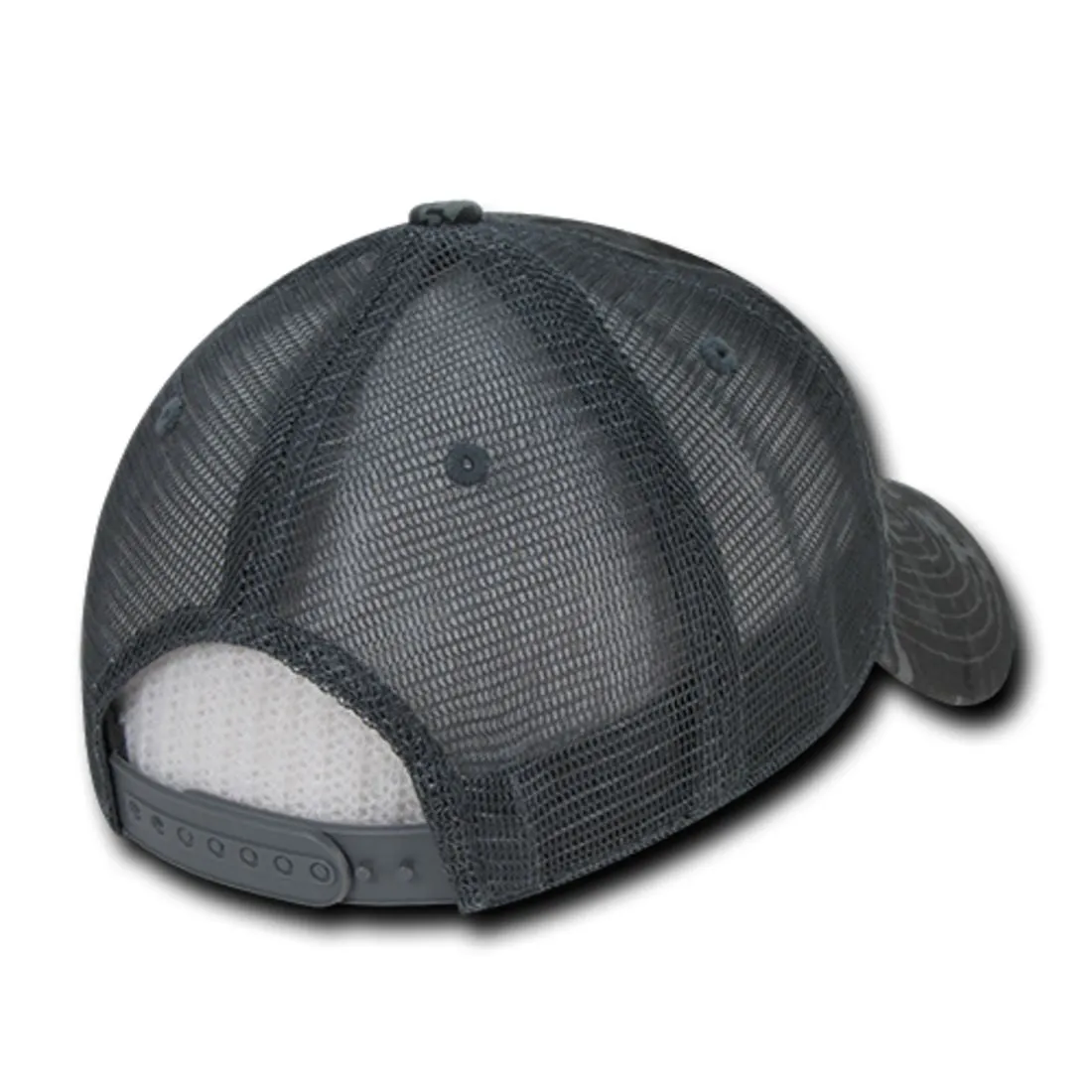 Decky 225 Camo Trucker Hats Low Profile 6 Panel Curved Bill Baseball Caps