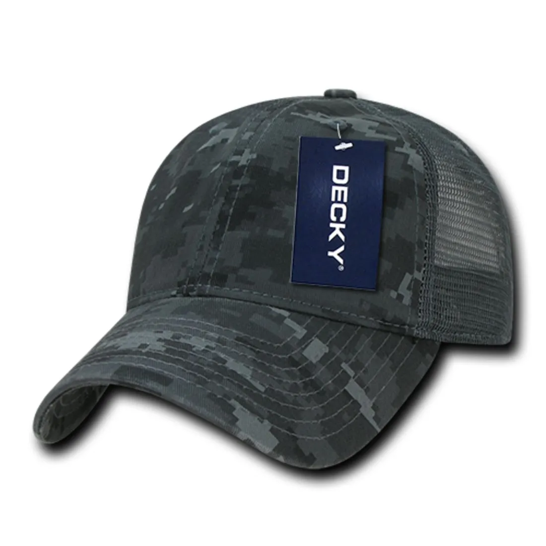 Decky 225 Camo Trucker Hats Low Profile 6 Panel Curved Bill Baseball Caps