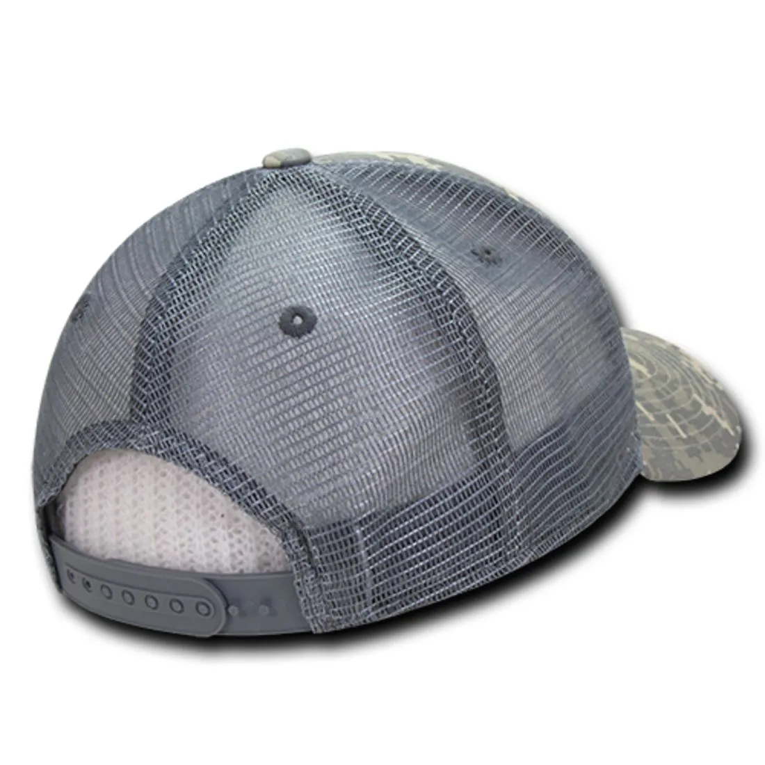 Decky 225 Camo Trucker Hats Low Profile 6 Panel Curved Bill Baseball Caps