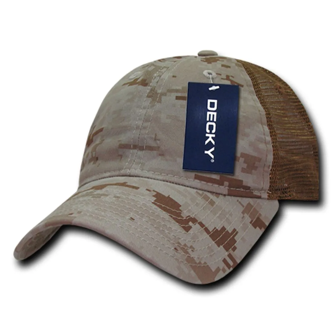 Decky 225 Camo Trucker Hats Low Profile 6 Panel Curved Bill Baseball Caps