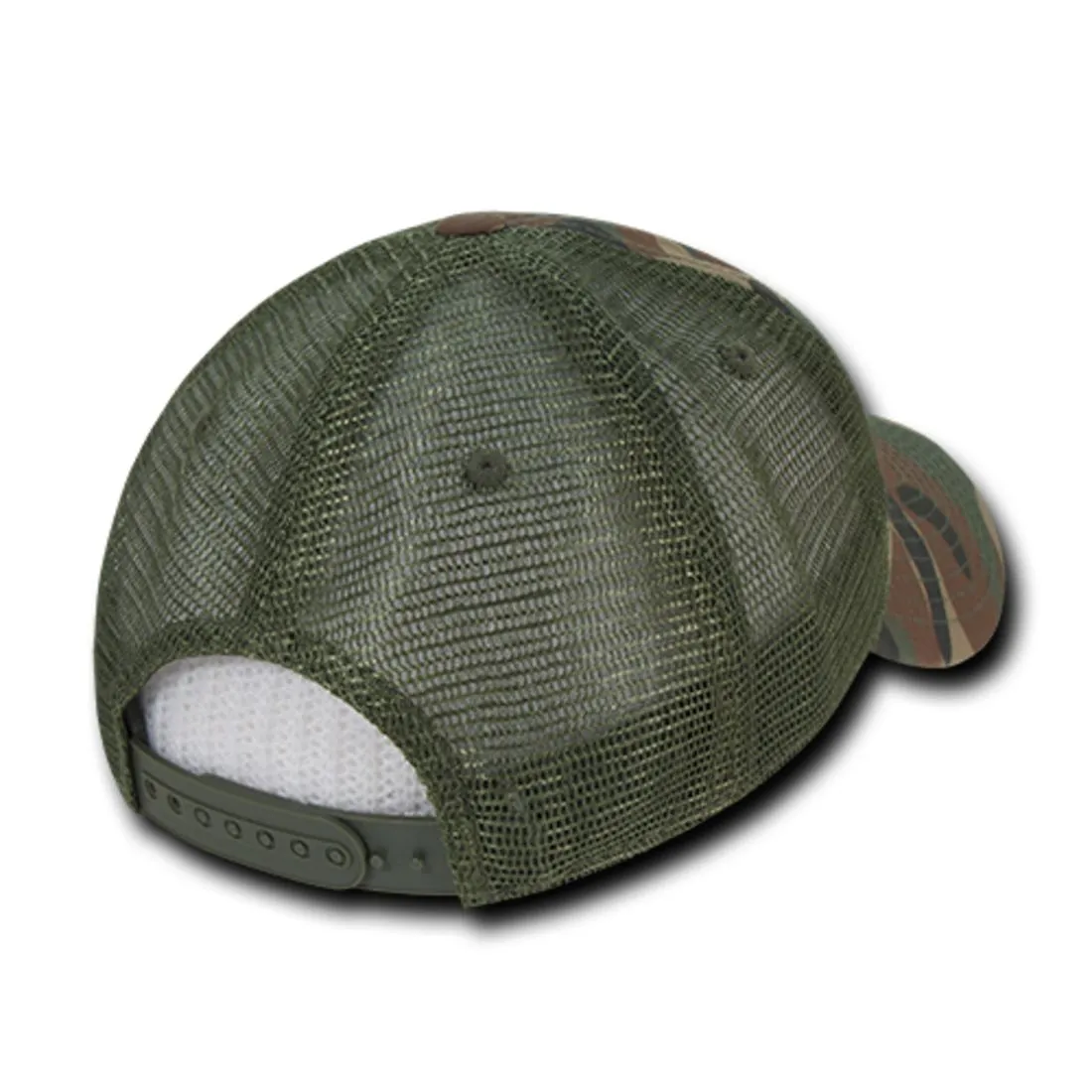 Decky 225 Camo Trucker Hats Low Profile 6 Panel Curved Bill Baseball Caps