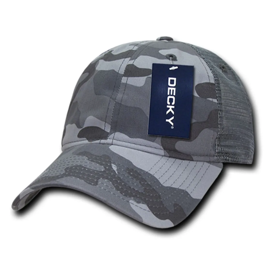 Decky 225 Camo Trucker Hats Low Profile 6 Panel Curved Bill Baseball Caps