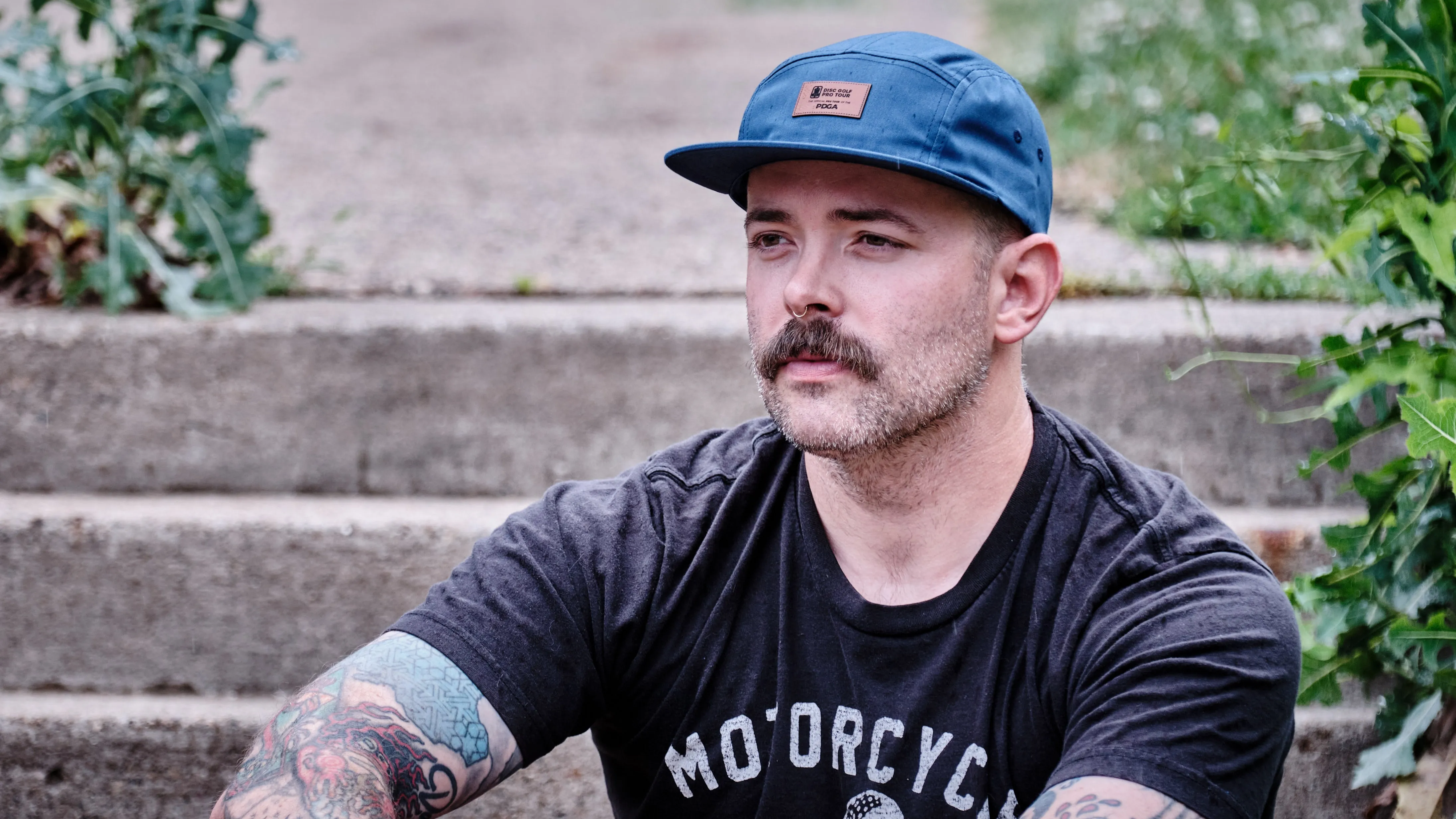 DGPT Leather Patch Flatbill Strapback - Light Navy