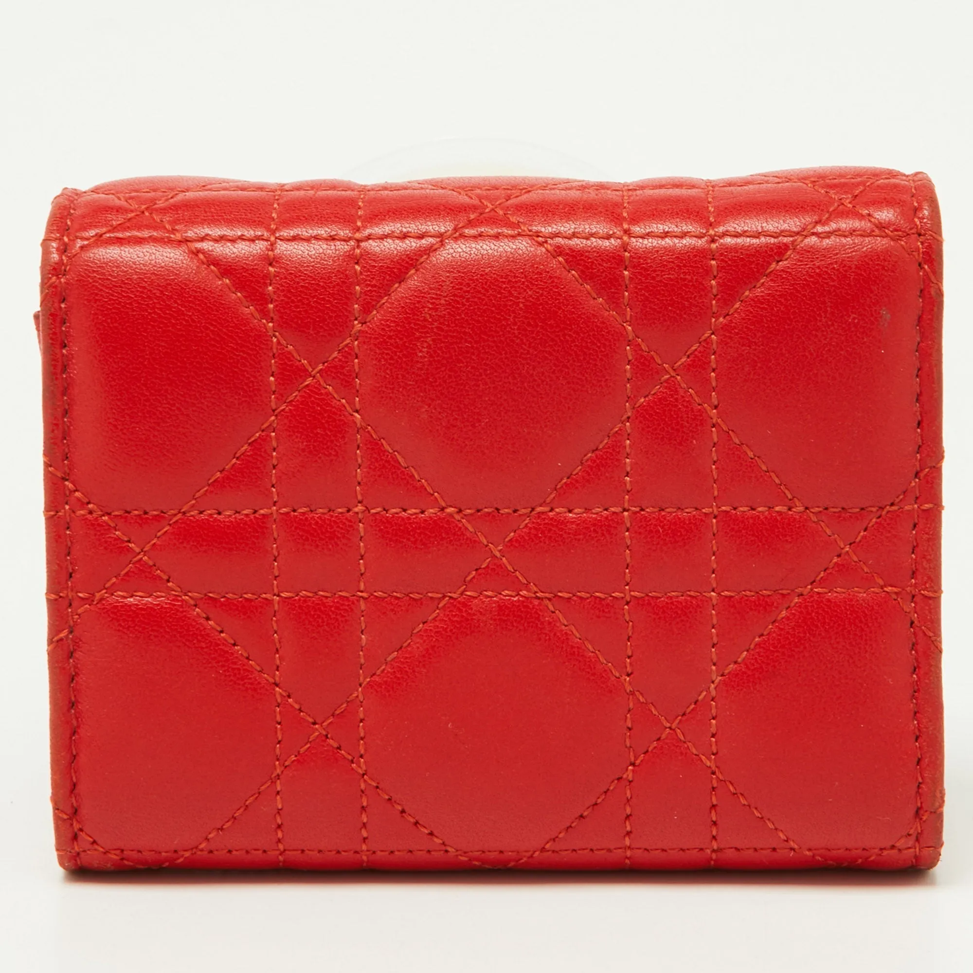 DIOR Red Cannage Leather Miss  Compact Wallet